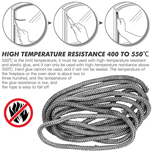 4 M Junta Ø 10 mm Cable de sellado para estufa, Junta de fibra de vidrio, cuerda de puerta, junta de chimenea, inserción de estufa, resistente a 550 °C