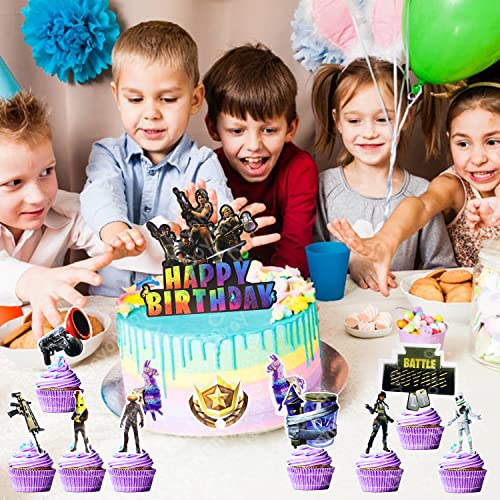 40 Piezas de Decoración para Tartas de Cumpleaños, Temática de Cupcakes, Decoración para Tartas para Videojuegos, Happy Birthday Decoración para Tartas de Fiesta Entregado para Niños Niñas Jóvenes