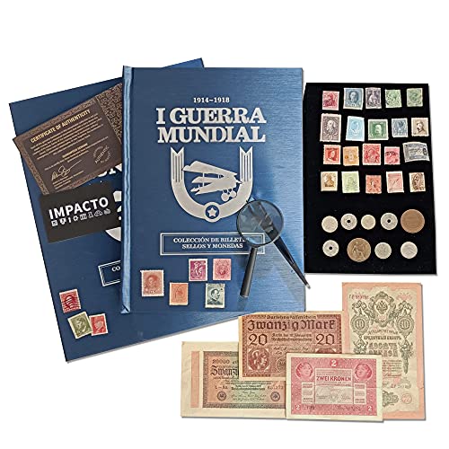 41 Monedas, Sellos y Billetes Antiguos y Originales de La Primera Guerra Mundial emitidos Entre 1914 y 1918 - Incluye Certificado de Autenticidad Una Obra Maestra del Coleccionismo