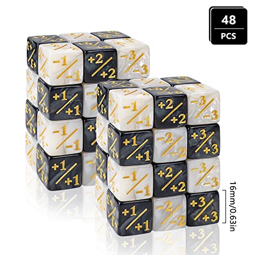 48 Piezas MTG Contadores de Dados Dados Token,Lealtad Dice D6 Loyalty Dice Setcon Bolsillos, Compatible con MTG, CCG, Card Gaming Accesorio