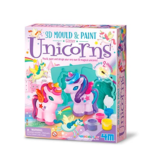 4M , Mould and Paint, 3D Unicorns, Mould, Paint and Design 3D Magical Unicorns, Kids Age 3+