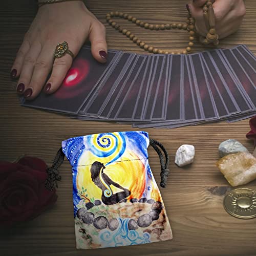 5 Pcs Estuche para cartas de Tarot, Bolsa de Tela Tarot Cards, Bolsa de almacenamiento de cartas de Tarot de la Madre Tierra con cordón, bolsas de almacenamiento, bolsas de joyería para Zebroau