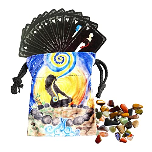 5 Pcs Estuche para cartas de Tarot, Bolsa de Tela Tarot Cards, Bolsa de almacenamiento de cartas de Tarot de la Madre Tierra con cordón, bolsas de almacenamiento, bolsas de joyería para Zebroau