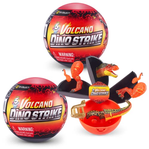 5 Surprise Dino Strike Series 4 Volcano, Surprise Dinosaur Mystery Collectible Capsule Toy, Dinosaur Battle Toy (2 Pack)