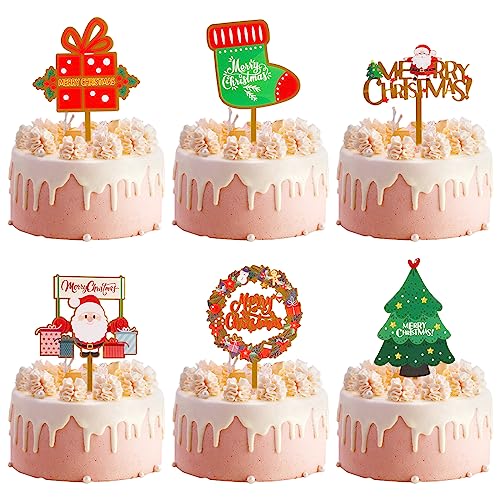 6 Tartas de Cumpleaños Santa Claus Grinchmas de Navidad Decoración para Magdalenas de Navidad, Merry Christmas Figurines Navidad Cupcake Toppers Navidad Pastel Decoración Papá Noel de Fiesta