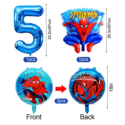 75 Pcs Globos Spiderma 5 Años, Decoración Spiderma Cumpleaños 5 Años, Spiderma Globos Helio Niño, Decoracion Spiderma Cumpleaños Arco De Globos, Telon De Fondo Spiderma Cumpleaños 150 x 100cm