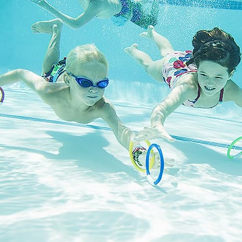 8 Piezas Juguetes Piscina para Niños, JANDH Anillo de Buceo Submarino, Hundiéndose Rápido, Juguetes de Buceo Sirena, Anillos de Buceo para Juegos Submarinos y Entrenamiento de Buceo para Niños