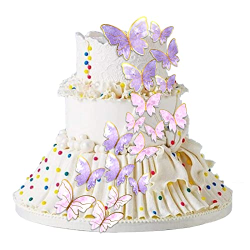 80 Piezas Topper de Tarta, VEGCOO Mariposas Decorativas para Tarta de Cumpleaños, Adorno de Tarta de Mariposa, Decoración para Tarta de Cumpleaños, Baby Shower, Bodas