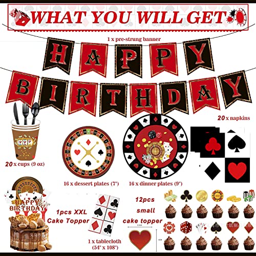 86pzs fiestas de casino Las Vegas Happy Birthday, juego de vajilla para fiestas de casino