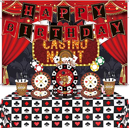 86pzs fiestas de casino Las Vegas Happy Birthday, juego de vajilla para fiestas de casino