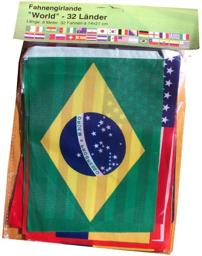 9M Guirnaldas Copa Mundial De La FIFA Brasil 2014 Fútbol Internacional Bandera 14cm x 21cm