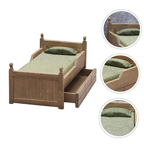 Abaodam 1 Pc Casa De Muñecas Cama Antigua Muebles De Dormitorio De Casa De Muñecas Juguete De rol Casa De Muñecas Cama Escala 1 12 Juego Infantil De Madera Niño Decoraciones con Cajón