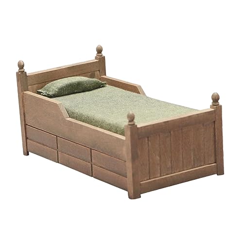 Abaodam 1 Pc Casa De Muñecas Cama Antigua Muebles De Dormitorio De Casa De Muñecas Juguete De rol Casa De Muñecas Cama Escala 1 12 Juego Infantil De Madera Niño Decoraciones con Cajón