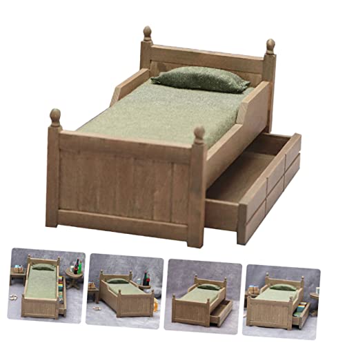 Abaodam 1 Pc Casa De Muñecas Cama Antigua Muebles De Dormitorio De Casa De Muñecas Juguete De rol Casa De Muñecas Cama Escala 1 12 Juego Infantil De Madera Niño Decoraciones con Cajón