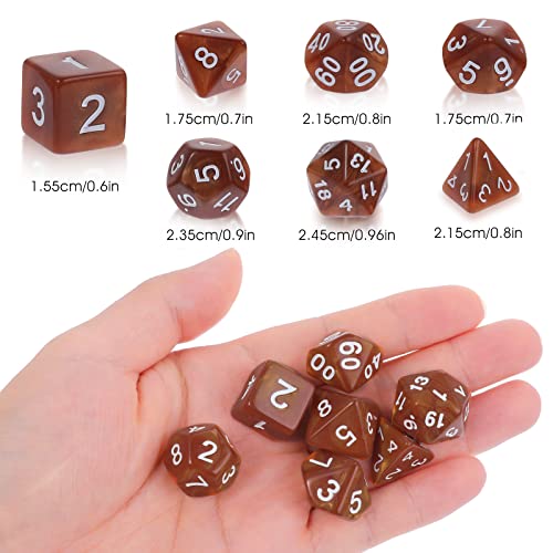 Abeillo Juego de 7 dados DND para Dungeon y Dragons, dados poliédricos, RPG, juegos de mesa D&D D20 D12 D10 D8 D6 D4 (bronce dorado)