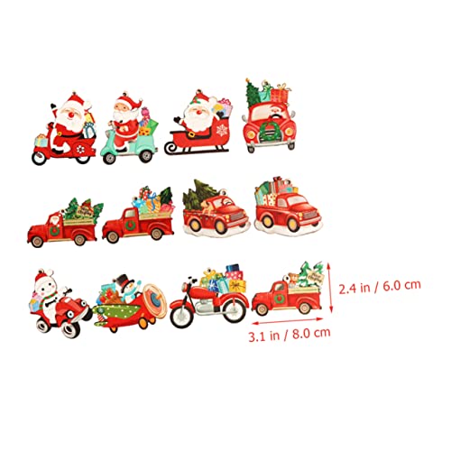 ABOOFAN 48 Piezas De Dibujos Animados De Papá Noel Decoraciones De Madera Trineo De Navidad Para Coche Decoración De Fiesta Casa De Campo Vacaciones Chip De Recogida Suministros De