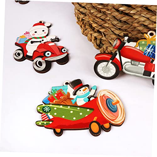 ABOOFAN 48 Piezas De Dibujos Animados De Papá Noel Decoraciones De Madera Trineo De Navidad Para Coche Decoración De Fiesta Casa De Campo Vacaciones Chip De Recogida Suministros De