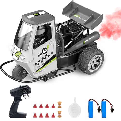 ACAMMZAR Coche Teledirigido, 1/16 RC Coche Motocicletas con 22+Km/h, 2.4GHz Crawler Camiones con 2 Baterías 50min, Dirección proporcional, Spray, Música, Luces, Regalo para Niños y Adultos