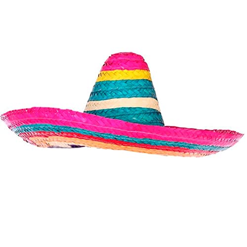 Acan Tradineur - Pack de 3 clásicos sombreros mexicanos multicolor para jóvenes y adultos. Carnaval, halloween y celebraciones. Tamaño: 50 x 20 cm