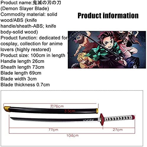 Accesorio de Espada de Madera, Espada de Cosplay de Demon Slayer para Rengoku Kyoujurou, Juguetes de Armas 1: 1, Cuchillo Ninja de Anime, Accesorio de Arma de Madera, 104 cm, I