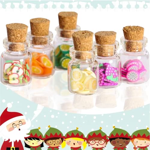 Accesorios Casa De Muñecas Miniaturas, Miniaturas para Casa De Muñecas Navidad, Comida Miniatura Especias e Miniatura Tabletas De Frutas Botella De Vidrio 1/12