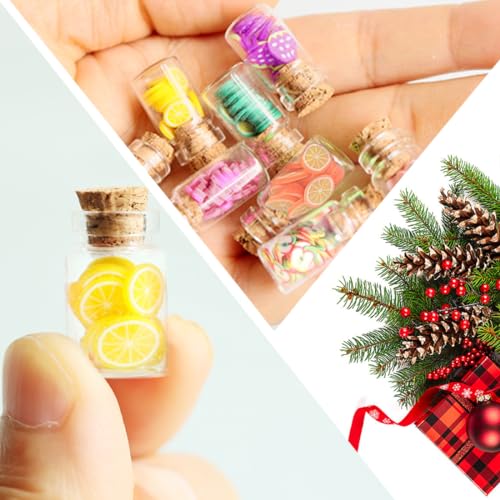 Accesorios Casa De Muñecas Miniaturas, Miniaturas para Casa De Muñecas Navidad, Comida Miniatura Especias e Miniatura Tabletas De Frutas Botella De Vidrio 1/12