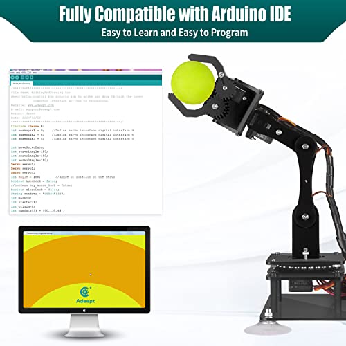 Adeept Kit de Brazo de Robot 5-DOF programable Stem Educativo 5 Ejes Robot Brazo con Pantalla OLED DIY Robot Modelo Buliding Kit Compatible con Arduino IDE(Naranja)