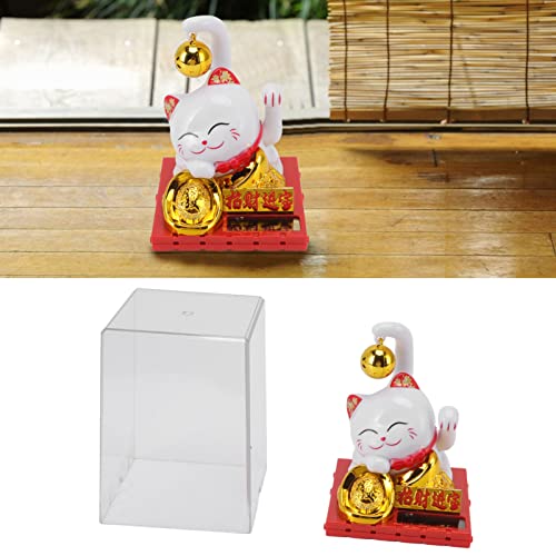 Adorno de Gato de la Suerte Feng Shui, Gato de la Suerte, Gato de la Fortuna Solar Vívido y Encantador con Panel Receptor de Luz Solar para Decorar la Recepción, el Hogar, la