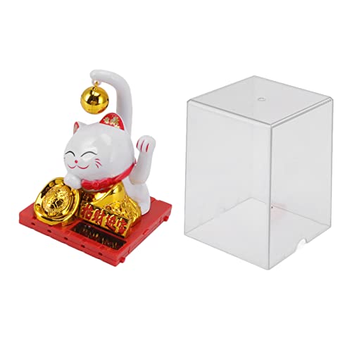 Adorno de Gato de la Suerte Feng Shui, Gato de la Suerte, Gato de la Fortuna Solar Vívido y Encantador con Panel Receptor de Luz Solar para Decorar la Recepción, el Hogar, la