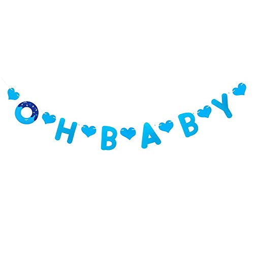 Aeromdale Nonwovens DIY Feliz primer cumpleaños 2 años de edad OH BABY Banner Bandera Niños Niñas Género Revelar Baby Shower Party Decoración Azul - Uno - 1 PC