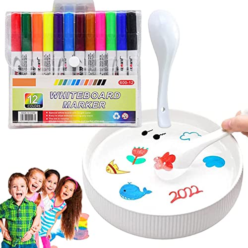 AHSRW Dooddy Magic Painting Pens, Magical Doodle Water Floating Ink Pen for Kids, Magical Water Floating Pen with Spoon (Set 2)