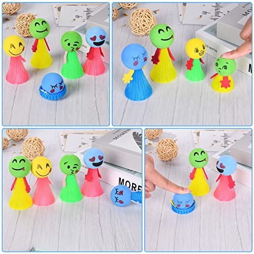 Ainiv 18pcs Juguetes Lanzadores Resorte, Juguetes Que Rebotan, Emoji Muñecas Que Rebotan, Suministros para Fiestas, Pascua, Halloween, Regalo de Cumpleaños para Niños (Color Aleatorio)