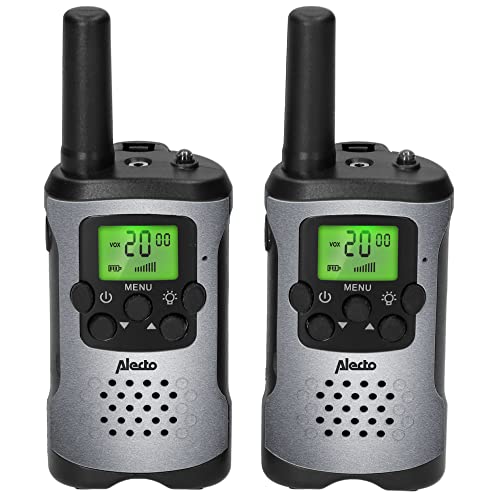 Alecto FR115GS - Juego de 2 radios para niños - Alcance hasta 5 kilómetros - Gris/Negro