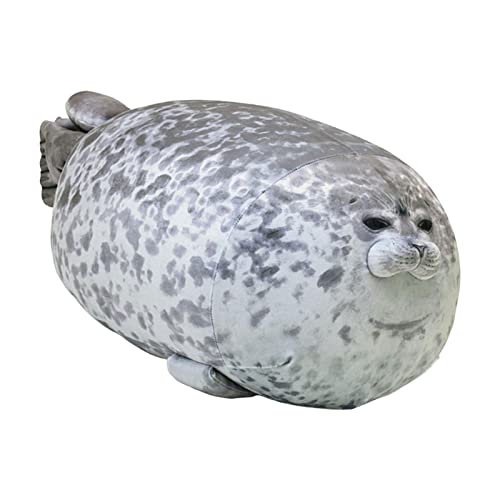 Almohada de felpa con foca grande, almohada con foca regordeta, juguete de animales de peluche de algodón suave, muñeco de foca oceánica de peluche suave y realista, muñecas de regalo de cumpleaños