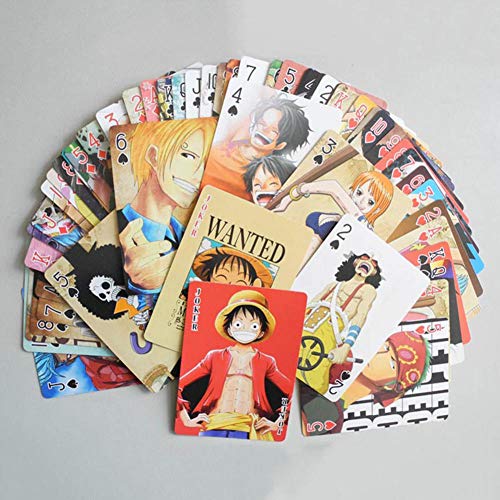 ALTcompluser Anime One Piece Figuras Wanted Juego de cartas de póquer Deck Playing Cards 54 hojas – Regalo para fans (El sombrero de paja pirata)