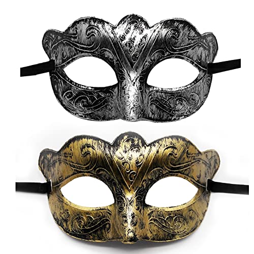 AMFSQJ Par de Máscaras Venecianas Masquerade Vendas de Metal, Máscaras Venecianas de Carnaval Masquerade