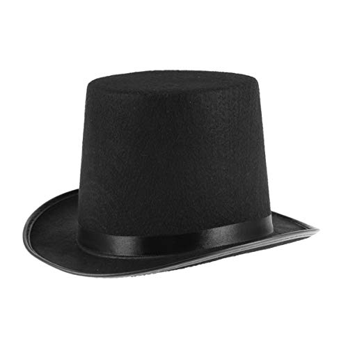 Amosfun - Sombrero cilíndrico Lincoln, Sombrero de Magia, Sombrero de Danza para Disfraz, Sombrero de Fiesta para Hombres y Mujeres (Negro), Bebé - niño, Negro, Medium