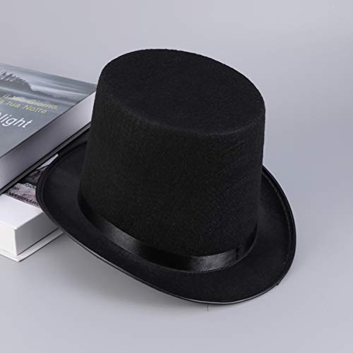 Amosfun - Sombrero cilíndrico Lincoln, Sombrero de Magia, Sombrero de Danza para Disfraz, Sombrero de Fiesta para Hombres y Mujeres (Negro), Bebé - niño, Negro, Medium