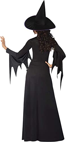 amscan 9908294 Disfraz clásico de bruja púrpura para mujer, disfraz de Halloween y sombrero, disfraz de semana del libro (talla de vestido de Reino Unido 14-16)