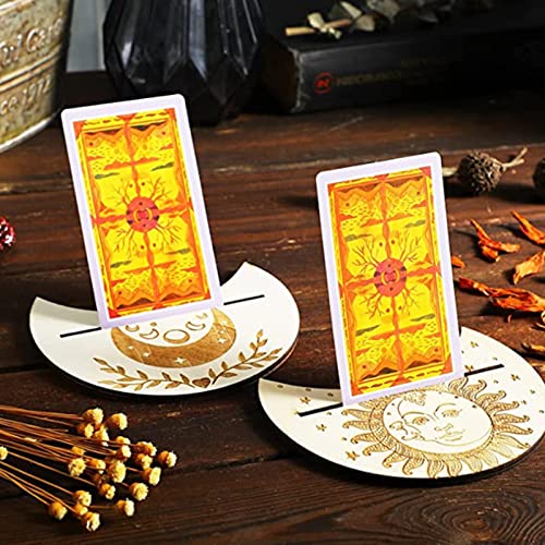 Andoer 2 Uds Soporte para Cartas de Tarot de Madera Rectangular en Forma de Luna Tarot Soporte de Madera para Tarjetas para Herramientas de Adivinación de Brujas Decoración de Altar