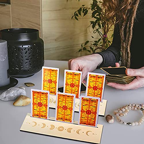 Andoer 2 Uds Soporte para Cartas de Tarot de Madera Rectangular en Forma de Luna Tarot Soporte de Madera para Tarjetas para Herramientas de Adivinación de Brujas Decoración de Altar