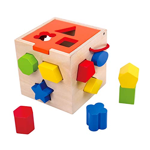 Andreu Toys 921 TKA977 EA Wooden Shape Sorter (EXP), Multicolor, 14 x 14 x 14 cm