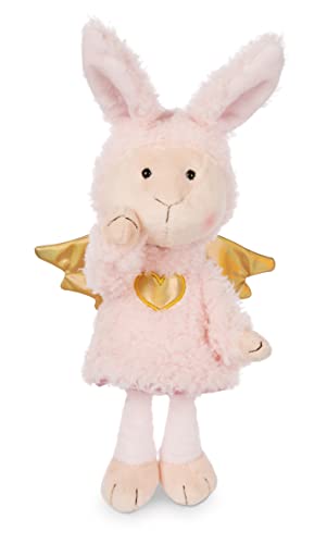 Ángel de la guarda La Bunnie de 30 cm con corazón dorado y alas en caja de regalo – Ángel de peluche para niñas, niños y bebés – Peluche para abrazar, jugar y regalar