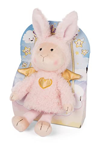 Ángel de la guarda La Bunnie de 30 cm con corazón dorado y alas en caja de regalo – Ángel de peluche para niñas, niños y bebés – Peluche para abrazar, jugar y regalar