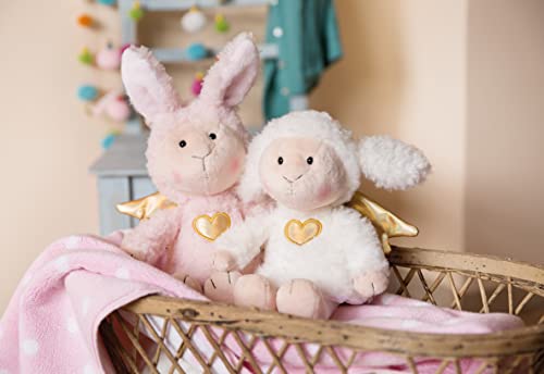 Ángel de la guarda La Bunnie de 30 cm con corazón dorado y alas en caja de regalo – Ángel de peluche para niñas, niños y bebés – Peluche para abrazar, jugar y regalar