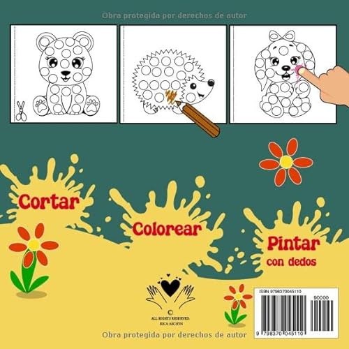 Animales - Libro De Pintar Con Dedos Para Niños 50 Imágenes: Cuaderno De Actividades Infanteles Divirtidas (Colorear,Pintar y Cortar) Bonitos Motivos ... Tigre, Girafa ...Para Niños 2.3.4 Años