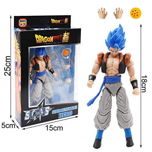 Anime Figura, XRHOT 17 CM Super Saiyan Gogeta SSB BLUE Super Series Anime Figure Figura de acción Deluxe Figura Dragon Stars Figura de Estrella BLUE Gogeta (Battle Pack)