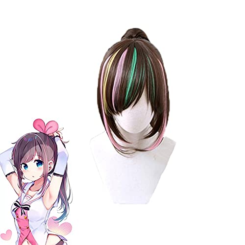 Anime Kizuna Ai Cosplay Pelucas Youtuber 1st Live Hello World 65 cm largo cola de caballo peluca sintética Perucas + Red de pelo gratis