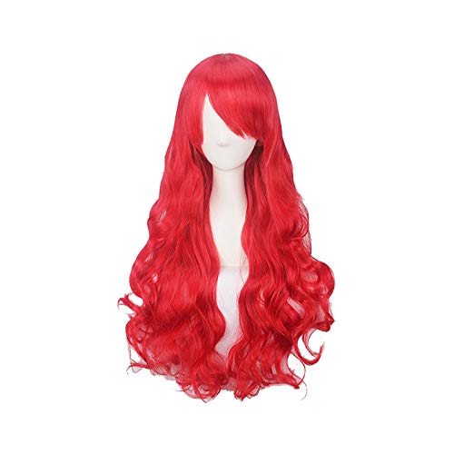 Anime La Sirenita Princesa Ariel Cosplay Peluca Halloween Jugar Peluca Fiesta Etapa Pelo rizado rojo sintético