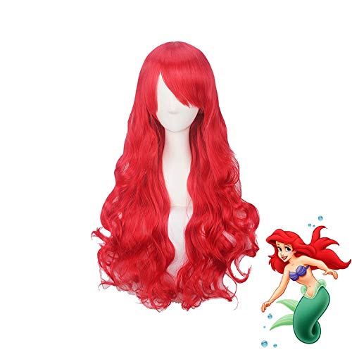 Anime La Sirenita Princesa Ariel Cosplay Peluca Halloween Jugar Peluca Fiesta Etapa Pelo rizado rojo sintético